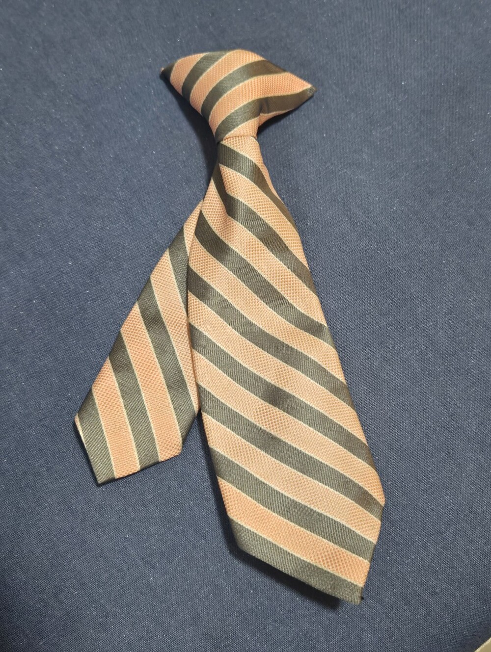 Boys Pink and Gray Striped Clip-On Tie Formal Dressy Wedding Church Easter Tie